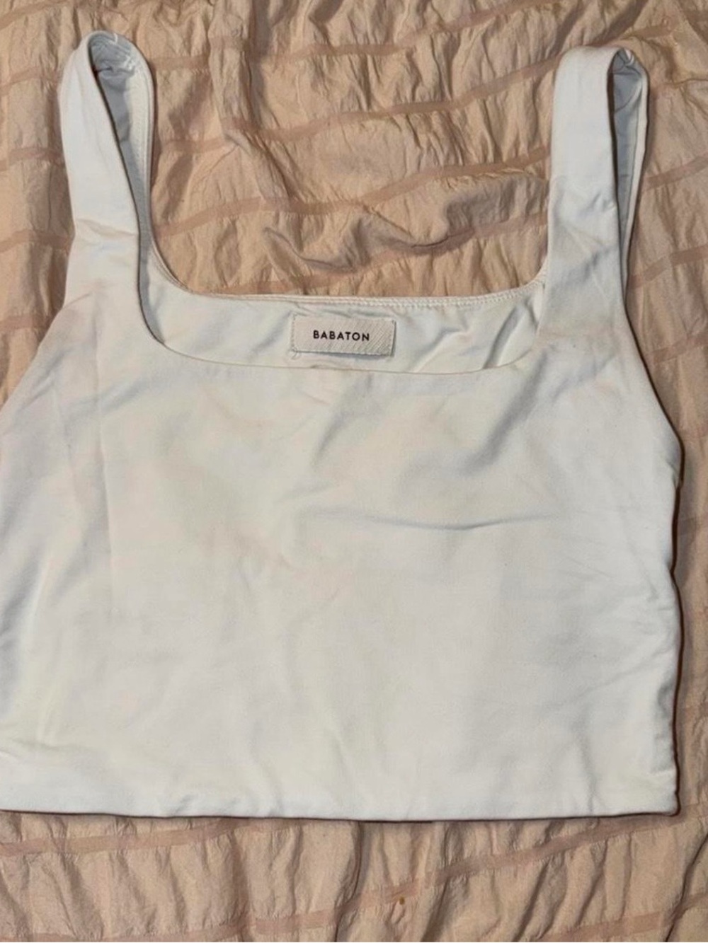 Babaton White Square-Neck Crop Tank